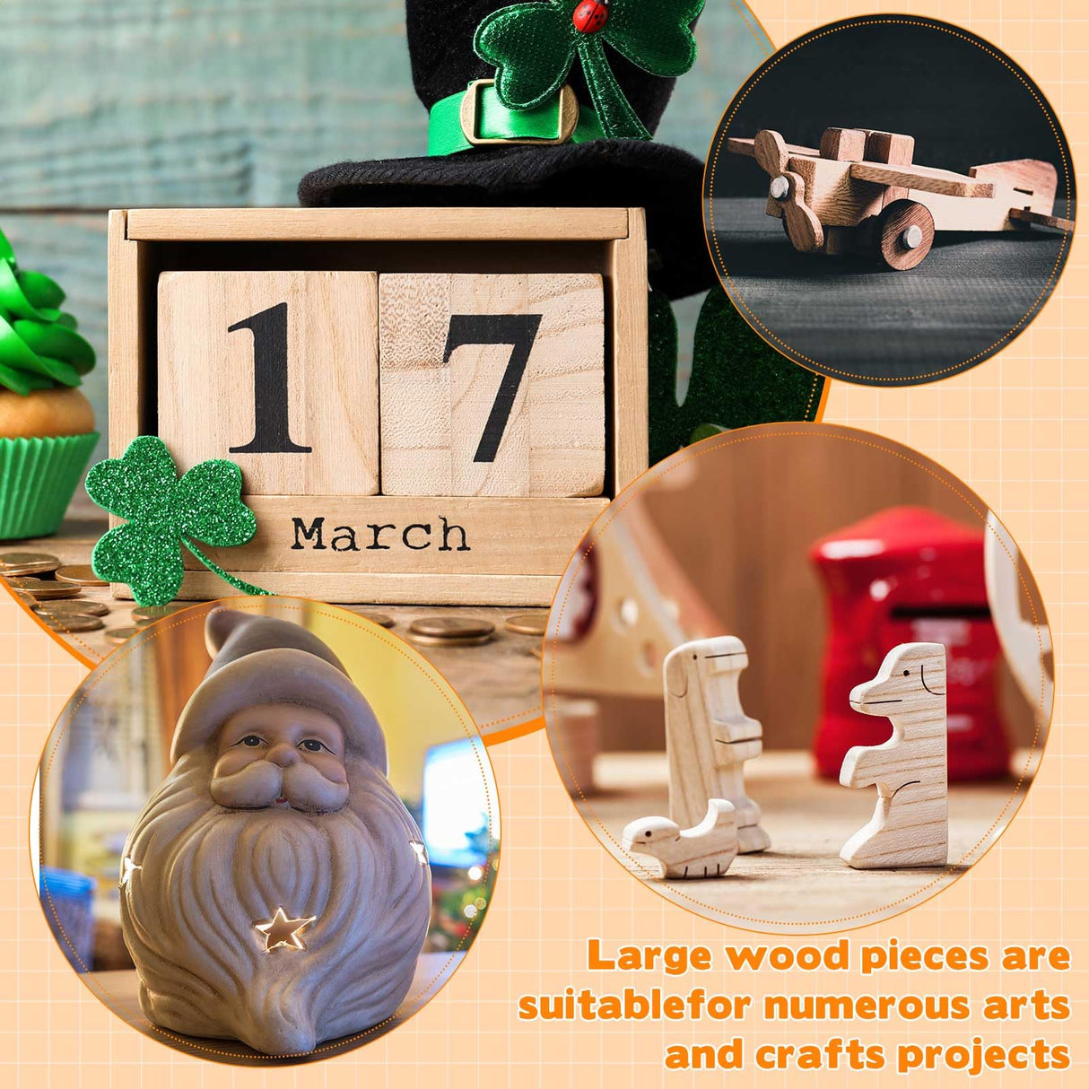 Landical 2 Pack Pine Wood Carving Blocks 10x4x4 Inch Unfinished Whittling Wooden Blocks for Beginners Home Christmas DIY Arts Supplies Landical