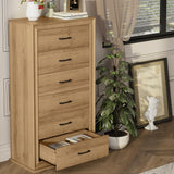 HIFIT Farmhouse 6 Drawer Dresser for Bedroom, 53'' Tall Dresser with 6 Drawers, Wood Chest of Drawers, Large Storage Dressers, Fluted Dresser for Living Room | Hallway | Home Office | Entryway, Oak HIFIT