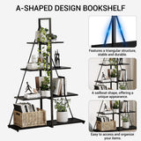 IDEALHOUSE Bookshelf, 4 Tier-Shelf Ladder Book case, A-Shaped Sturdy Shelves Display, Wooden Bookcase Storage Organizer for Living Room, Home Office, Bedroom IDEALHOUSE