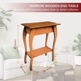 Peaceful Classics Wooden End Table- Amish Handmade Slim Side Table for Living Room, Bedroom, Entry Way, & Hallway, Thin Narrow End Table with 2-Tiered Shelves for Display & Storage, Cherry Peaceful Classics