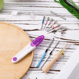 13pcs Punch Needle Kits, Adjustable Complete Punch Needle Tool Set Wooden Handle Embroidery Pen Include Punch Needles and and Threaders for Adults Beginner Floss Cross Stitching Sewing Craft Supplies NQEUEPN