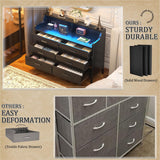 Hyomdeck 6 Drawer Dresser for Bedroom, Wooden Chest of Drawers with Power Outlets and Smart LED Light, Sturdy Modern Bedroom Furniture, Wide Storage Dresser for Living Room, Closet, Entryway, Black Hyomdeck