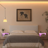 Veegle White Floating Nightstand with Charging Station and LED Lights,White Veegle