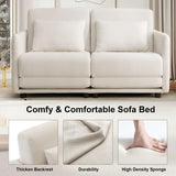 Korser 56.3" W x 74.8" L Full Size Pull Out Sofa Couch, Small Fold Floor Sofa Bed with Side Pockets, Loveseat Sleeper with Breathable & Washable Cover, Futon Couch for Living Room or Bedroom, White Korser