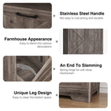 Befrases Tilt Out Trash Can Cabinet for 13 * 1 Gallon Trash Can, Farmhouse Kitchen Island Cabinet with Adjustable Shelf for Hidden Laundry Basket, Dog Proof Garbage Can for Dining Living Room, Grey Befrases