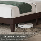 Yaheetech Wood Bed, Rubber Wood Platform Bed Frame with Headboard/Wood Slats, Farmhouse Style, No Box Spring Needed, Mattress Foundation, Noise-Free, Easy Assembly, Queen Size, Espresso Yaheetech