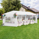 10x30 Outdoor Canopy Patio Tent Camping Gazebo Events with 5 Removable Walls for [Party] Wedding BBQ Cater, White FDW