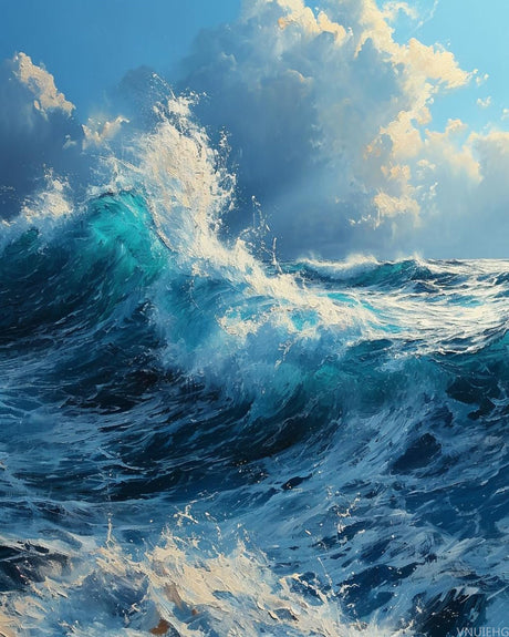 VNUIEHG DIY Paint by Numbers for Adults Beginner, Majestic Ocean Waves, Paint by Numbers Kit Painting by Numbers for Adults, 16" x 20" VNUIEHG