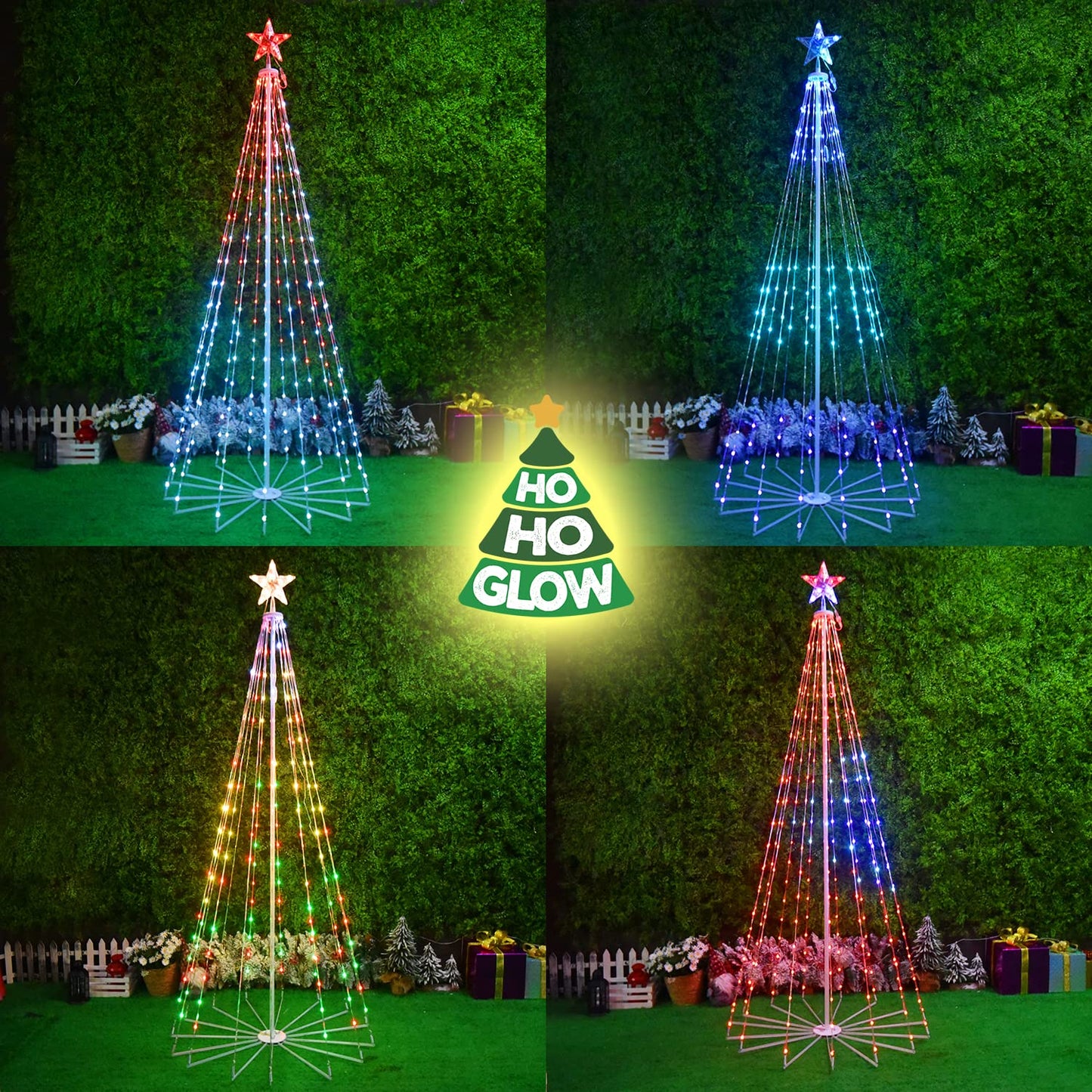 Ho-Ho-Glow Indoor and Outdoor 7ft 295 LED Christmas Tree with Adjustable Lights Music Modes, and Scenes with App Control, Pre-Lit Seasonal Decoration