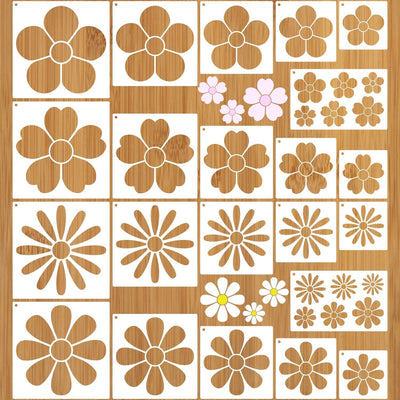 Large Flower Stencils for Painting, Plastic Reusable Floral Paint Stencils for Crafts Wood Burning Drawing Painting on Wall Wood Canvas