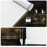 Persilux 100% Blackout Blinds for Windows (72" H x 35" W, White) Striped Jacquard Thermal Insulated Fabric Roller Shades UV Protection Privacy Window Blinds for Home Office, Easy to Install Persilux