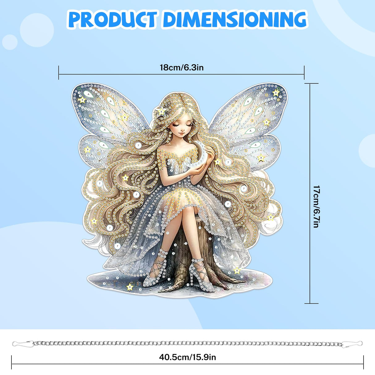 Bowetile Fairy Diamond Art Hanging Kits for Adults Kids, 5D Special Shape Diamond Painting Pendant Kits, Animal Gem Art Suncatchers Painting Ornament for Home Garden Wall Decor Bowetile