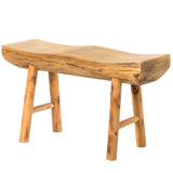 Vintiquewise Rustic Carved Wood Natural Edge Entryway Log Accent Bench Vintiquewise
