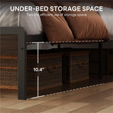 LIKIMIO King Bed Frame with Headboard, Dark Wood Camas King with Strong Supports, Sturdy, Noise-Free, No Box Spring Needed, Dark Brown LIKIMIO
