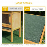 PawHut Wooden Rabbit Hutch Bunny Cage with Openable Waterproof Roof, No Leak Tray Sturdy Fir Wood Build for Indoor/Outdoor PawHut