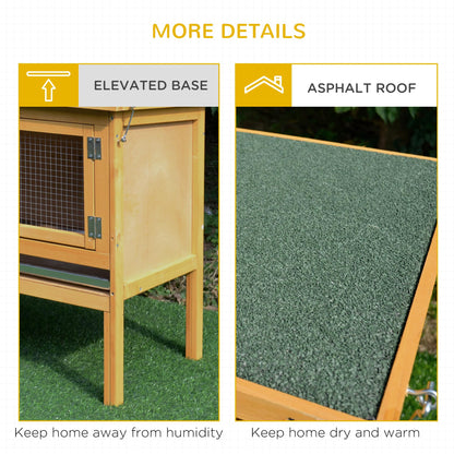 PawHut Wooden Rabbit Hutch Bunny Cage with Openable Waterproof Roof, No Leak Tray Sturdy Fir Wood Build for Indoor/Outdoor - WoodArtSupply