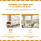 Radiance Cordless Bamboo Roman Shades for Windows - Matchstick Bamboo Blinds for Semi-Private Light Control - Easy to Lift & Fold Up Window Shades - White - 30" W x 64" L - (2215328E) Radiance