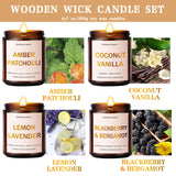 4 Pack Scented Candles Set, 28oz Wood Wick Aromatherapy Candles for Home Scented, Candles for Women Men, Birthday Gifts for Women, Soy Candles Gift for Anniversary, Valentine, Mother's Day Yinuo Candle