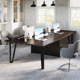 Tribesigns 8FT Conference Table with Cable Grommets for Meeting Room, 12 People Rectangle Seminar Table Large Boardroom Tables for Office, 94.5W x 47.25D x 29.5H Inch, Black Brown Tribesigns