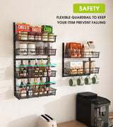 Mefirt Over The Door Pantry Organizer, Wall Mount Spice Rack, Pantry Hanging Storage and Organization, 8 Adjustable Baskets Heavy-Duty Metal for Home & Kitchen, Back of Door Seasoning Rack - Black Mefirt
