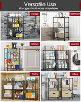 Sakugi Storage Shelves - 3 Tier Shelf Organizer, Sturdy Metal Garage Shelving with Adjustable Leveling Feet, Space-Saving Shelves Organizer for Pantry, Laundry, Kitchen (18" x 12" x 30", Black) Sakugi