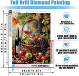 TCDZMYGS Fall Diamond Art Kits for Adults - Fruit Red Wine Diamond Painting Kits for Adults,5D Round Full Drill Gem Art for Adults DIY Paint by Diamonds dots12x16 inch TCDZMYGS