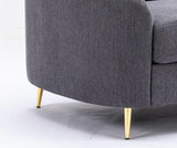 Acme Furniture Yuina Upholstered Fabric & Metal Sofa in Gray and Gold Acme