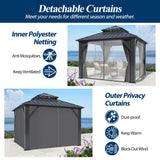 COVERONICS 10' x 10' Outdoor Galvanized Hardtop Gazebo - Aluminum Heavy-Duty Double Roof Vented Gazebo with Breathable Netting & Privacy Curtains for Patio, Porch, Garden, Lawn COVERONICS