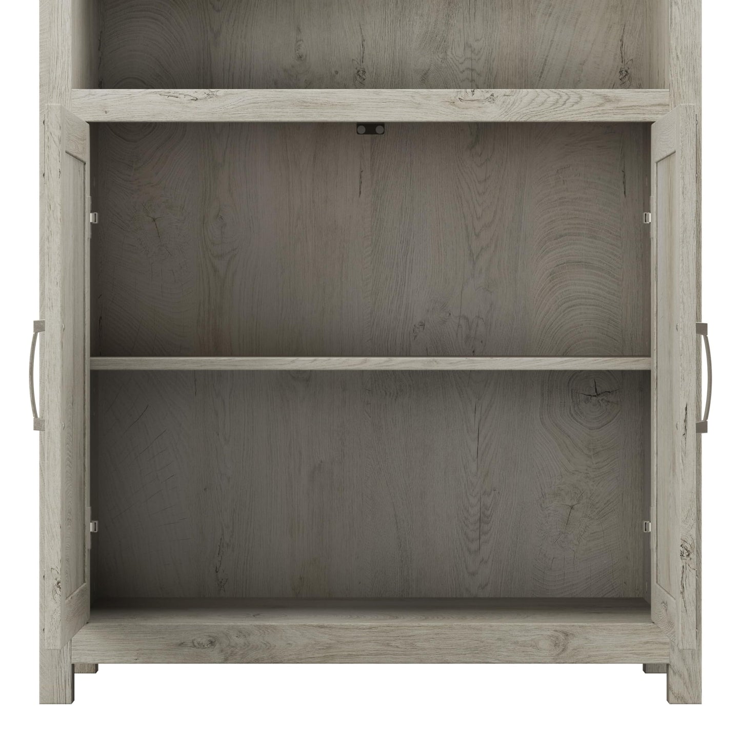 Knoxville Farmhouse TV Stand for 70 Inch TV with 5 Shelf Bookcases in Cottage White - WoodArtSupply