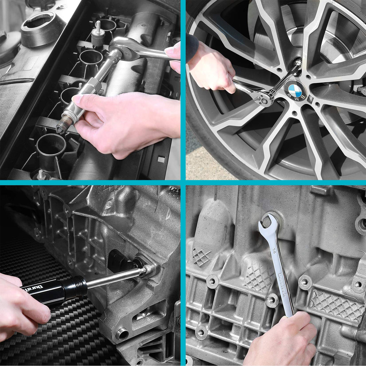 DURATECH 497-Piece Mechanics Tool Set, Include SAE/Metric Sockets, 90-Tooth Ratchet and Wrench Set in 3 Drawer Tool Box DURATECH