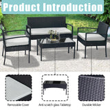 4-Piece Outdoor Wicker Sofa Set, Rattan Porch Furniture with Removable Cushions for Backyard, Balcony, and Deck - All-Weather Durability and Easy Assembly（Brown-Beige） Generic