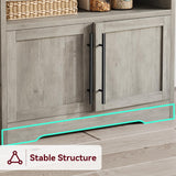 GarveeHome Microwave Stand Bakers Rack Cabinet, Farmhouse Bakers Rack with Power Outlet with Thickened Counter, Freestanding Small Kitchen Bakers Rack with Large Storage, Easy Assembly,Retro Gray GarveeHome