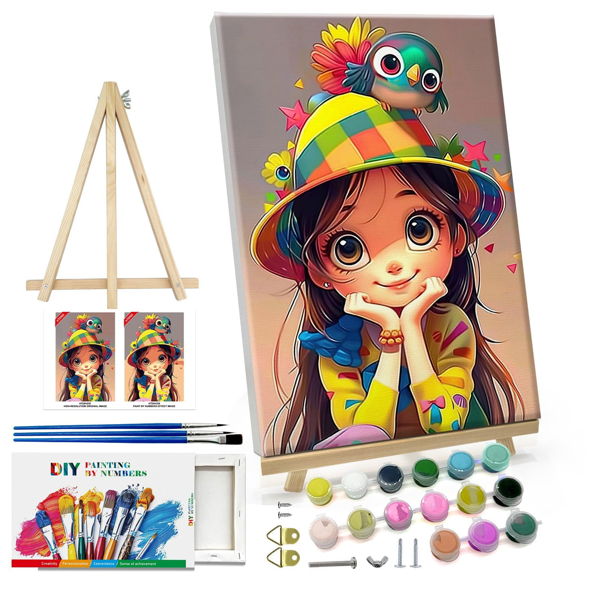 ATDMS Paint by Numbers Kit for Adults with Frame Cartoon Paint by Number with Easel Cartoon Character Adult Paint by Number Kits on Canvas Paint by Number with Frame for Home Wall Decor 8x12 Inch ATDMS