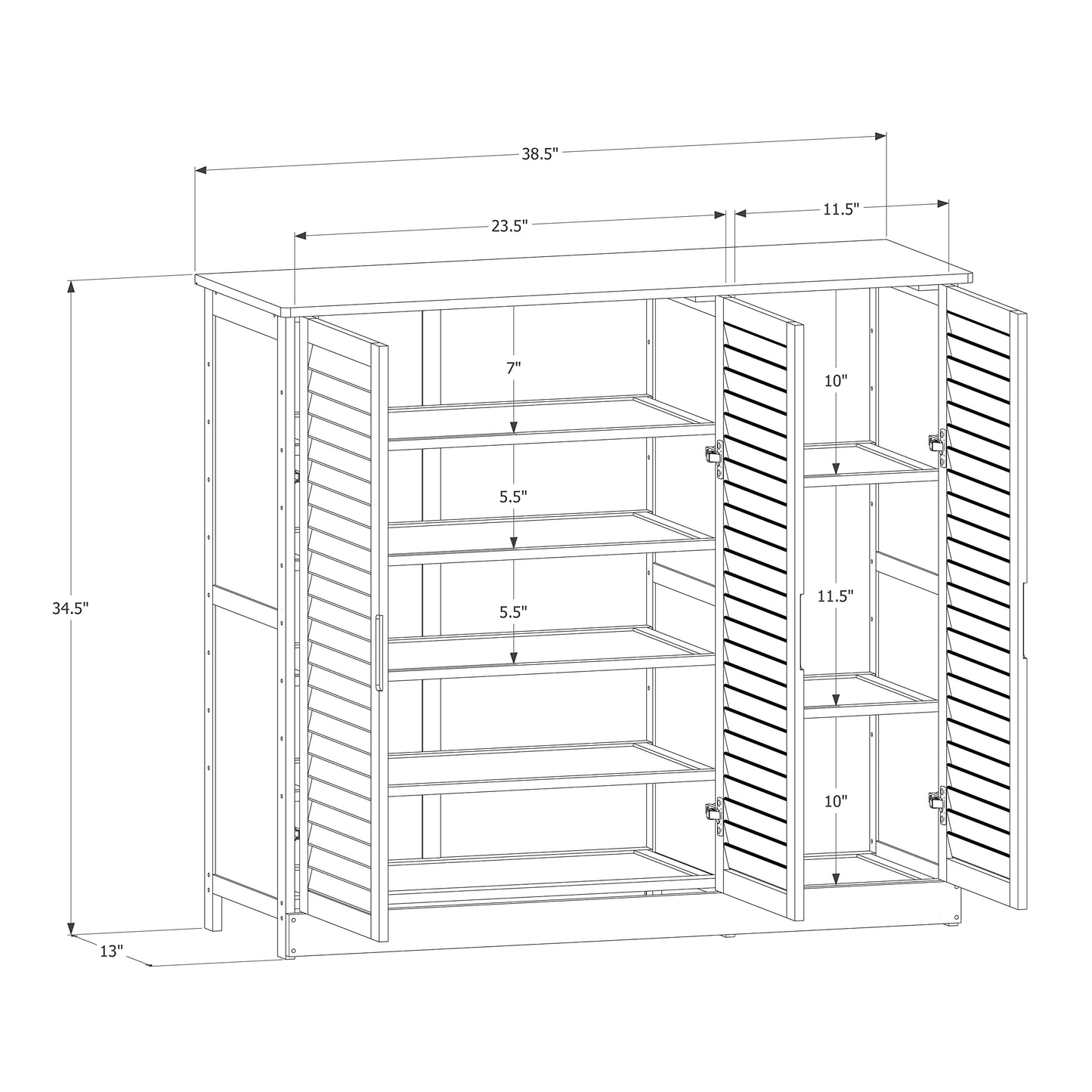 MoNiBloom 5 Tier Storage Floor Cabinet Free Standing with Shutter Doors, Bamboo Shoes Organizer Rack for 21-25 Pairs Bedroom Entryway Hallway, Natural