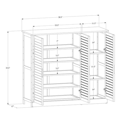 MoNiBloom 5 Tier Storage Floor Cabinet Free Standing with Shutter Doors, Bamboo Shoes Organizer Rack for 21-25 Pairs Bedroom Entryway Hallway, Natural