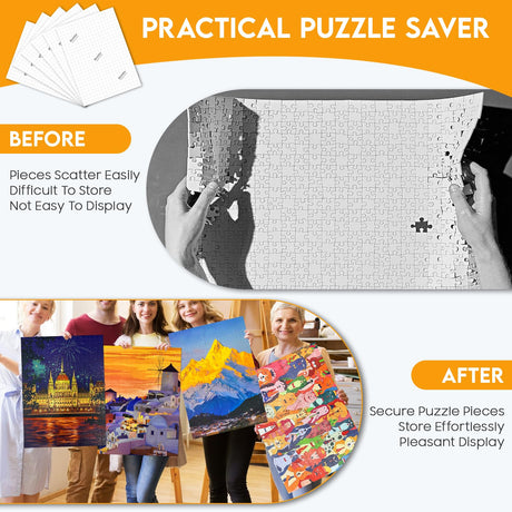 Nariolar Ultra Adhesion Puzzle Glue Sheets, 32 Puzzle Saver Sheets Preserves 4×1000 Pieces Jigsaw Puzzle, Puzzle Saver for Easy Preservation in Minutes Nariolar