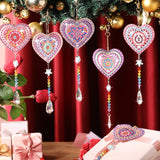 Perthlin 6 Pieces Pink Heart Diamond Art Kits Double Sided Heart Suncatchers Wind Chimes Diamond Art Ornaments for Craft Gifts Hanging Accessories Perthlin