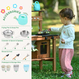 OLLIKIVI Mud Kitchen for Kids Outdoor,Wooden Play Kitchen with Removable Sink, Faucet,Storage Shelves, Backyard Garden Toddler Kitchen Playest, Kitchenware, Stove, Gift for Boys and Girls OLLIKIVI