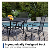 Stabrech 5 Piece Outdoor Dining Set, Patio Table and Chairs Set of 4, 37.5" Black Square Patio Table with 4 Metal Stackable Patio Chairs for Lawn, Garden, Porch Stabrech