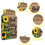 4 Pcs Kitchen Wall Decor Mason Jar Set Wooden Rustic Home Decor Inspirational Kitchen Hanging Farmhouse Wall Signs for Home decoration(Sunflower) Qunclay