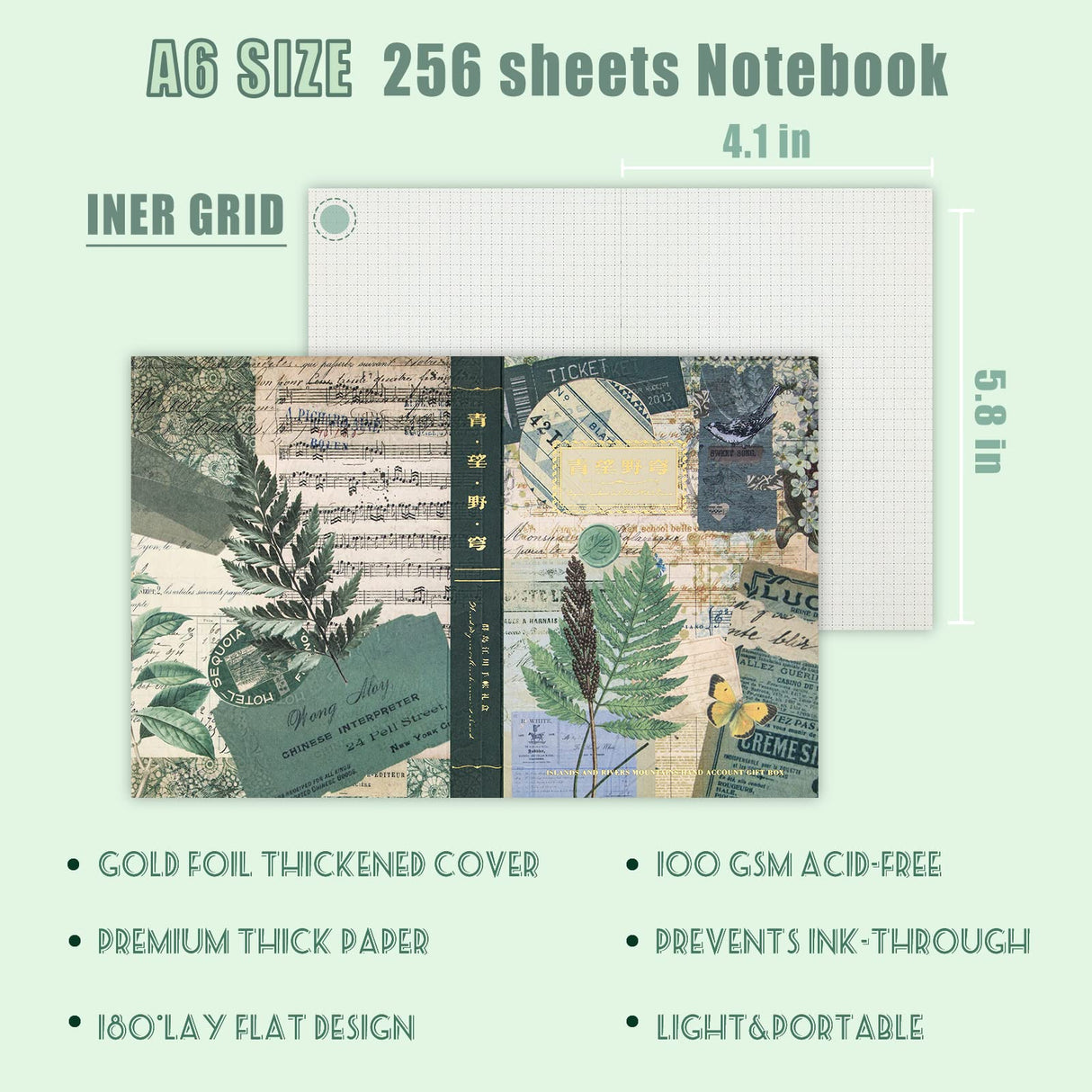 Scrapbooking Supplies Kit, Botanical Aesthetic Vintage Scrapbook Kit for Bullet Junk Journal A6 Grid Notebook Stationary Journaling Supplies Flower DIY Craft Birthday Gifts for Women Kid Teen Girl Aromoty