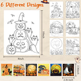 Dinifee 6 Pack Pre Drawn Canvas for Painting Pre Printed Canvas Kit 8 x 10 Inch Stretched Cotton Paint and Sip Set for Adults Couple Party Date Night(Halloween) Dinifee