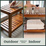 Teak Shower Bench - Fully Assembled 30 Inch Shower Bench with Shelf | Water Resistant Shower Benches for Inside Shower to Sit On | Wooden Shower Bench for Spa, Garden | Adjustable Non-Slip Feet The Teaky Hut