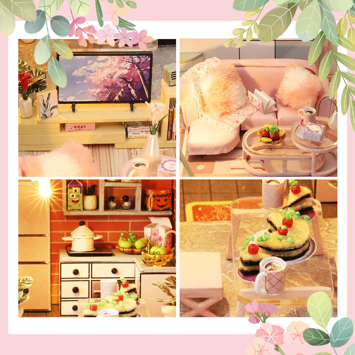 Flever Dollhouse Miniature DIY House Kit Creative Room with Furniture for Romantic Valentine's Gift (Blossom Stories) Flever