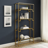 Crosley Furniture Celeste Bookshelf with Glass Shelves, Bookcase Storage, Gold Crosley Furniture