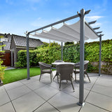 VINGLI 10’x 10' Outdoor Pergola Metal Retractable Pergola Canopy with Adjustable Roof, Garden Pergola for Deck, Porch, Garden, Yard (Gray) VINGLI