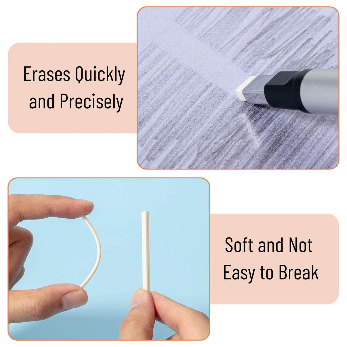 Mr. Pen- Pen Style Eraser, 2 Pack, Square & Round Tip, Eraser Pen Eraser, Pencil Erasers, Eraser Pencil, Back to School Supplies Mr. Pen