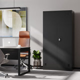 EazeHome Metal Garage Storage Cabinet, 72" Tall Steel File Cabinet with 2 Lockable Doors and Adjustable Shelves, Heavy Duty Tool Cabinet for Garages, Offices, Kitchens, Gyms, Black EazeHome