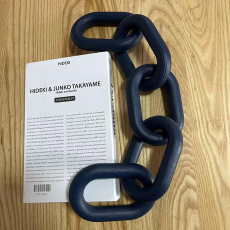 Wood Chain Link Decor,5-Link Wood Chain Link Aesthetic Room Decor & Boho Decor for Living Room Farmhouse Decor & Coffee Table Decor Decorative Wood Chain for Home Decor (Navy Blue) GUDAGUU