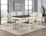 Steve Silver Furniture Co Joanna 7PC Rectangular Dining Set, Table with 6 Slat Back Side Chairs, Farmhouse Design, Dining Room, 59.45" L x 35.82" W x 31" H, White Steve Silver